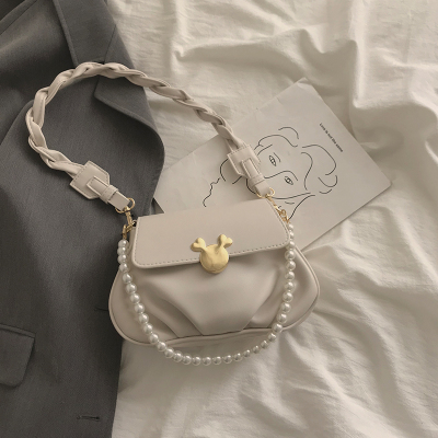 复古小包包女2020新款潮网红褶皱腋下包小众设计珍珠单肩斜挎包