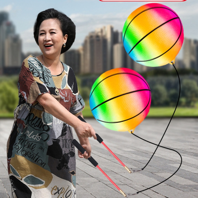  迈高登健身球手甩甩球中老年人广场舞球锻炼手臂弹力甩绳运动彩虹南瓜球