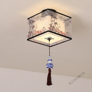 苏宁放心购 LED过道灯走廊灯新中式仿古个性入户玄关灯中国风创意楼梯灯现代简约圆形方形小阳台吸顶灯