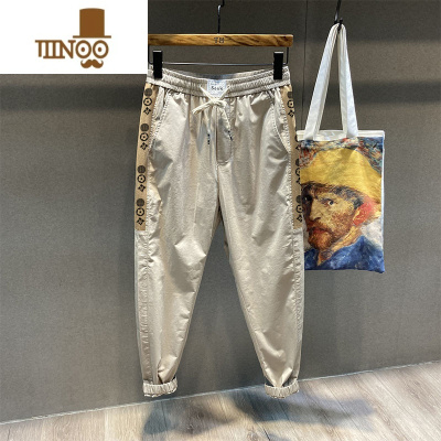 YANXU痞帅束脚冰丝裤潮牌ins裤子夏季薄款休闲裤男宽松2023新款运动裤