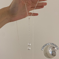s925纯银双圆球长款项链小众独特设计感毛衣链时尚轻奢高级感送女朋友老婆情人节七夕生日礼物