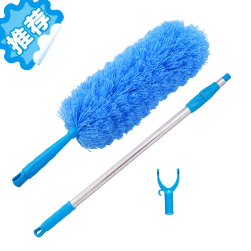 工匠鸡毛掸子家用可伸缩加长杆除尘掸汽车家务打扫卫生工具器 蓝色
