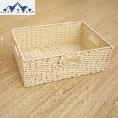 收纳筐编织桌面杂物零食收纳盒编篮子收纳框客厅储物藤编收纳篮 三维工匠