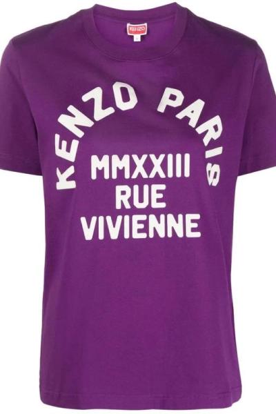 KENZO紫色Kenzo巴黎字母印花短袖T恤春夏季女装