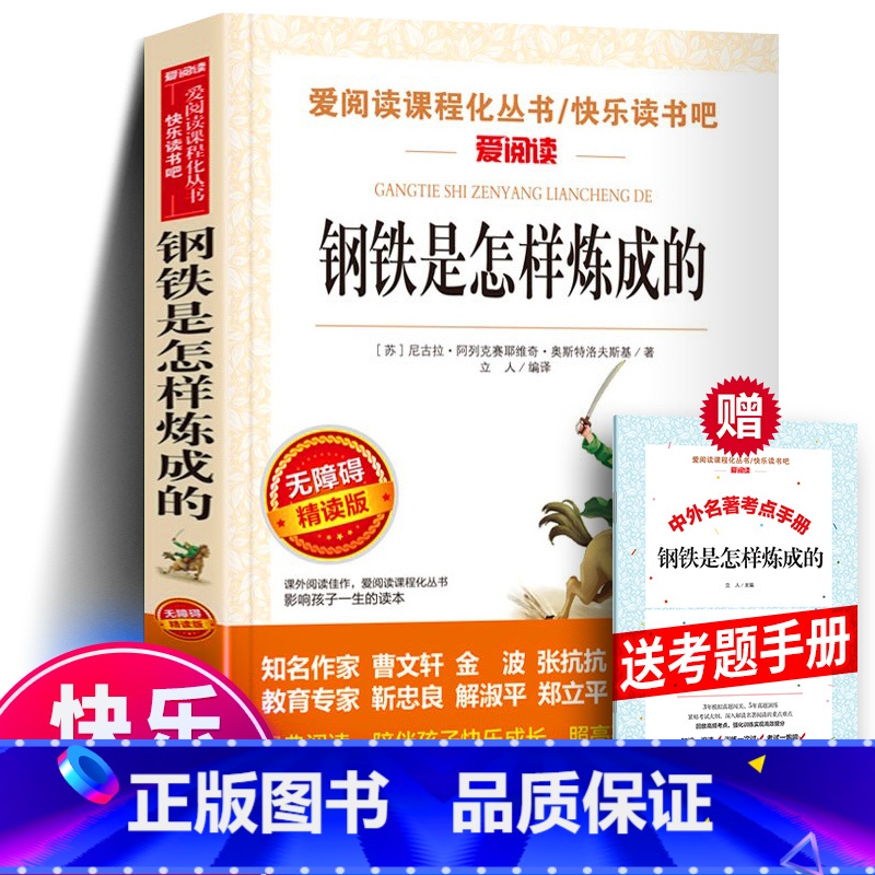 钢铁是怎样炼成的+赠考题册 [正版]爱阅读含名师点评+知识考点钢铁是怎样炼成的 天地出版社 初中原著小学生世界经名著小说