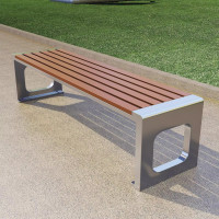 迅迈 不锈钢回型180*40*45cm公园椅户外长椅长条凳子室外防腐塑木小区商场休闲座椅庭院