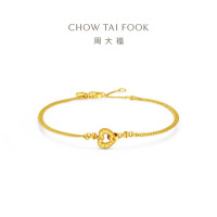 周大福碎金金爱心双层足金黄金手链女计价(工费420)EOF1835送生日礼物