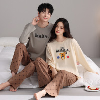 情侣睡衣女春秋冬季棉质长袖长裤氛围感一男一女男士家居服套装_952