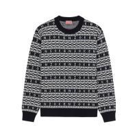 高田贤三(Kenzo)美利奴羊毛提花套衫男1980s复古街头宽松圆领长袖