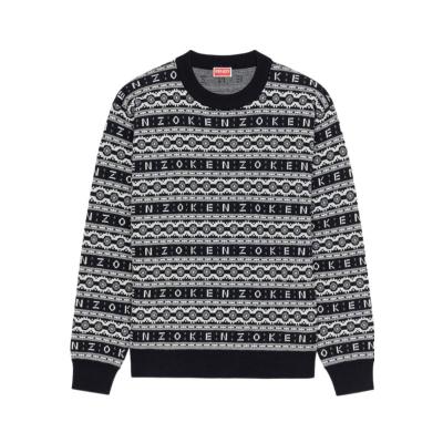 高田贤三(Kenzo)美利奴羊毛提花套衫男1980s复古街头宽松圆领长袖