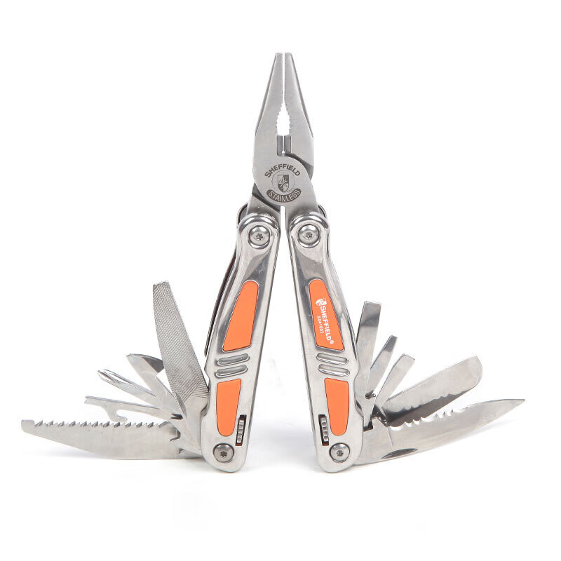 钢盾(SHEFFIELD) S041002 18合1不锈钢多用钳子随身工具钳便携折叠刀