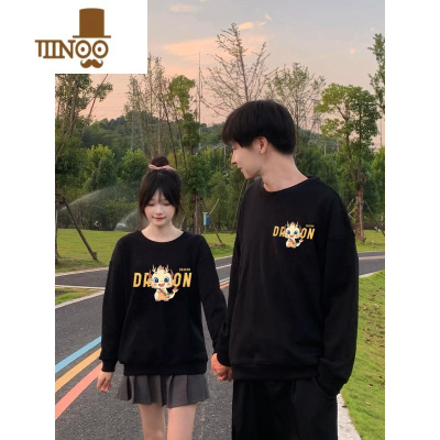 YANXU七夕国潮牌情侣装连帽卫衣圆领2023新款一男一女oversize套装