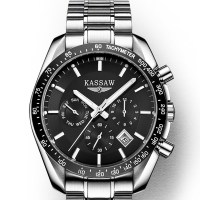 卡梭(KASSAW)手表男士自动机械表时尚多功能运动钢带男表防水夜光大表盘军表K806GK805GK851G