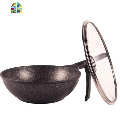 炒锅韩国不粘锅不沾炒锅无烟电磁炉煤气灶家用炒菜锅 FENGHOU 麦饭石配白色盖