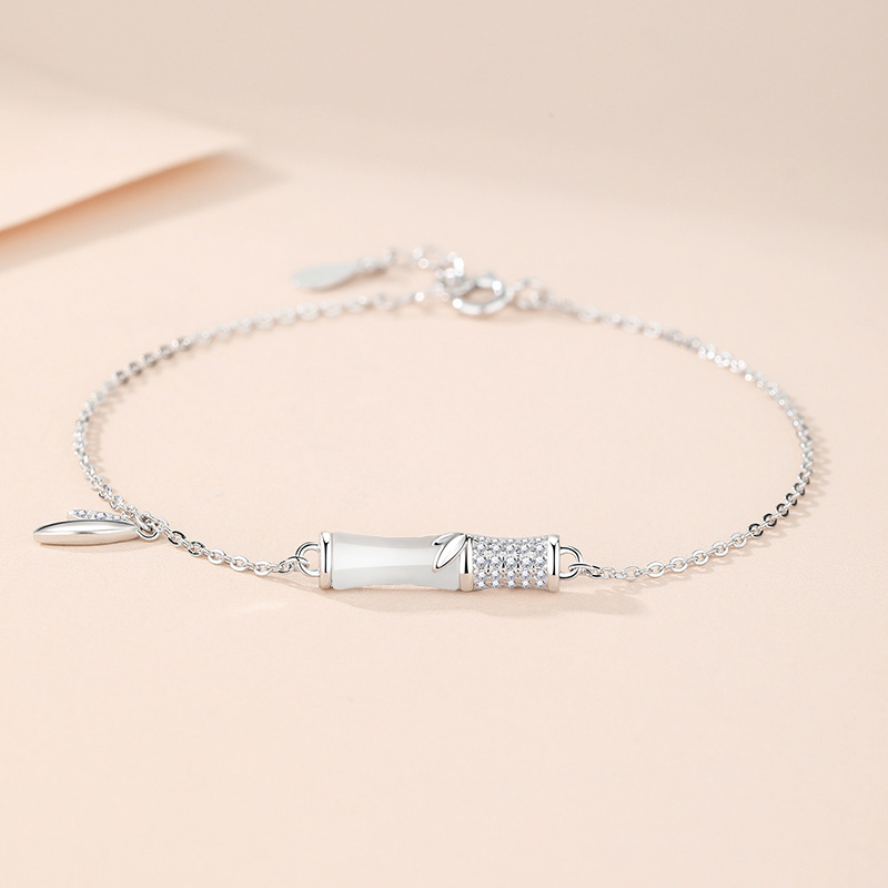 有你竹矣S999足银猫眼石手链小众设计轻奢精致手饰生日礼物送女友送女朋友老婆情人节七夕生日礼物