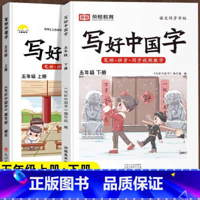 寒假衔接❤2本[五年级上下册]语文 [正版]抖音同款小学生写好中国字正楷临摹儿童硬笔楷书一年级二年级三四上册下册同步练字