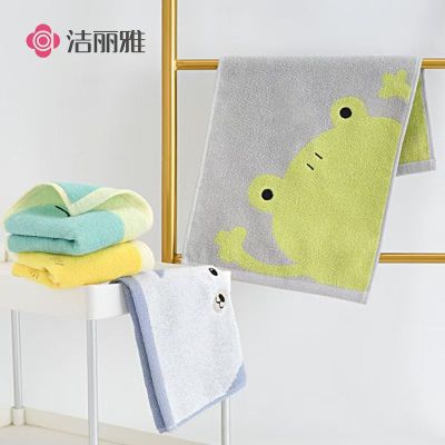 洁丽雅纯棉儿童毛巾家用全棉吸水卡通擦脸不掉毛小面巾48*25cm 4条装