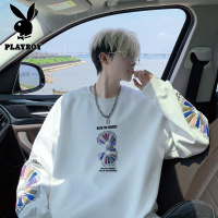 花花公子新款高品质棉质港风卫衣男潮流宽松青少年印花秋季套头卫衣男