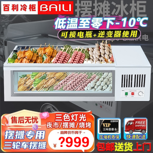 百利(BAILI)SD-200DK商用展示柜移动摆摊冰箱餐车专用冰柜商用冷冻柜三轮车摆地摊烧烤柜台面保鲜冷藏柜水果