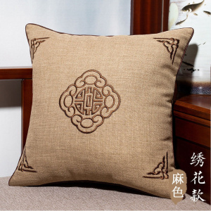 家柏饰(CORATED)新中式客厅沙发抱枕套刺绣花亚麻靠背不含芯腰枕靠枕头中国风靠垫