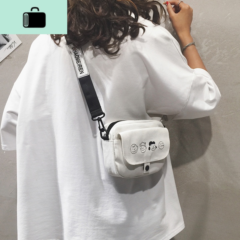 韩国ins可爱卡通斜挎包女 日系学院风原宿单肩包学生帆布包小包包NEW LAKE女斜挎包