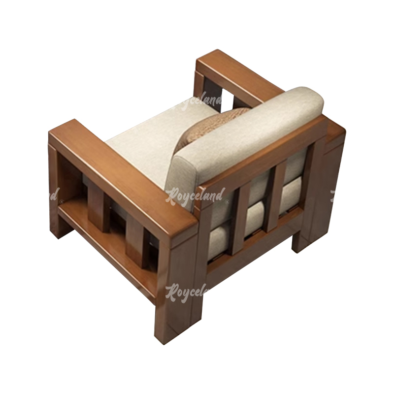 洛诗莲 (RoyceLand) 简约实木沙发胡桃色实木沙发 单人位