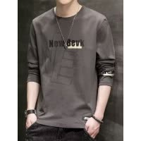 长袖T恤衫男士秋季新款薄款韩版修身圆领字母时尚潮上衣