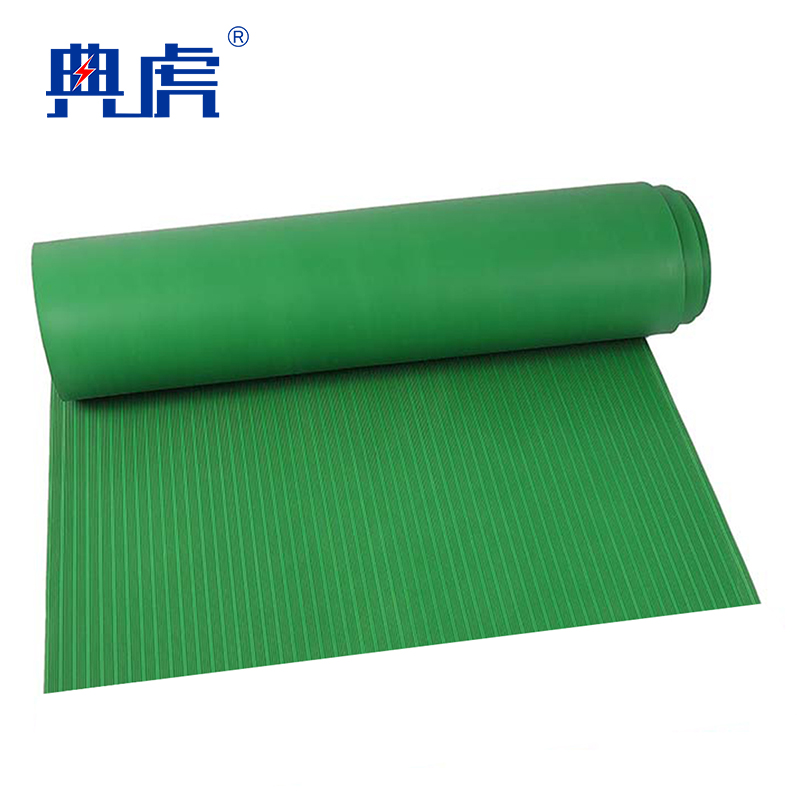 典虎 绝缘橡胶板 绿色条纹8mm*1m*10m 卷