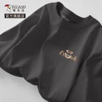 啄木鸟纯棉长袖t恤男早春2025新款国潮印花体恤衫男士宽松打底衫Y