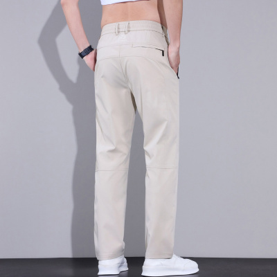 夏季长裤时尚男士休闲裤冰丝薄款纯色商务休闲裤男装潮牌长裤