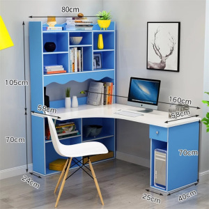 鑫环境 家用电脑书柜一体桌家用电脑台式桌转角电脑桌简约书柜书桌一体书架组合卧室写字桌子
