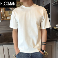 HLCOMAN纯色夏季男士短袖t恤简约百搭白色内搭打底衫男