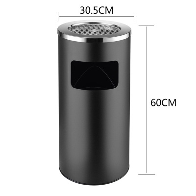 商用大号不锈钢分类垃圾桶带烟灰缸 丽格王黑色烤漆