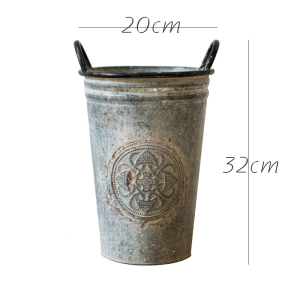 家柏饰(CORATED)雪花铁皮桶复古锈斑 铁艺花桶花瓶花器花插花店装饰怀旧 中(不防水,有锈斑) 中