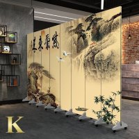 中式实木屏风隔断时尚客厅卧室简约玄关办公室书房移动折屏 K款8扇(高1米8宽3米2)