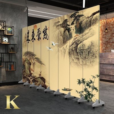 中式实木屏风隔断时尚客厅卧室简约玄关办公室书房移动折屏 K款8扇(高1米8宽3米2)