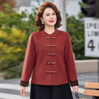 中式复古妈妈装外套40-60岁洋气中老年人春装呢子衣服春秋款国风