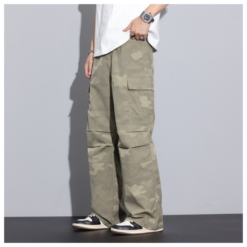 美式工装裤男直筒夏季男士大口袋休闲裤男韩版潮牌伞兵裤宽松时尚