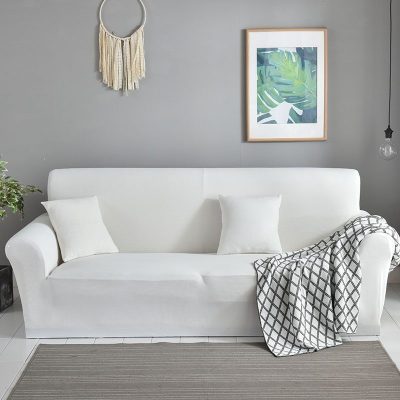 弹力沙发套卍能套四季沙发垫现代简约客厅沙发罩防尘保护罩通用 雪域白 M码[双人位140-185cm]