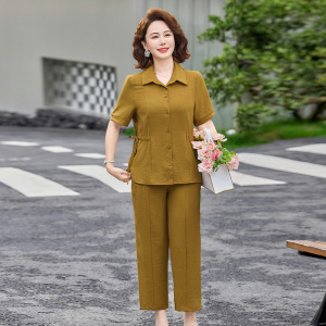 夏季短袖妈妈装中老年女士休闲两件套衣服40-60岁女大码宽松衣服