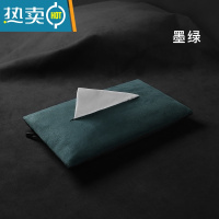 敬平车载纸巾盒汽车用椅背挂式创意抽纸盒多功能网红扶手箱中控纸巾包 墨绿-2根绑带