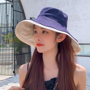 帽子女夏季渔夫帽遮脸遮阳帽大檐帽韩版双面戴日系太阳帽