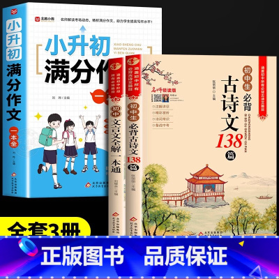 [全3册]小升初满分作文+必背古诗词+必背文言文 小学升初中 [正版]小升初满分作文大全人教版 小学生六年级精选作文书大