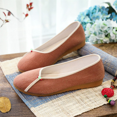 述雅2021春夏季复古民族风绣花鞋平底圆头休闲单鞋女素雅老北京布鞋女