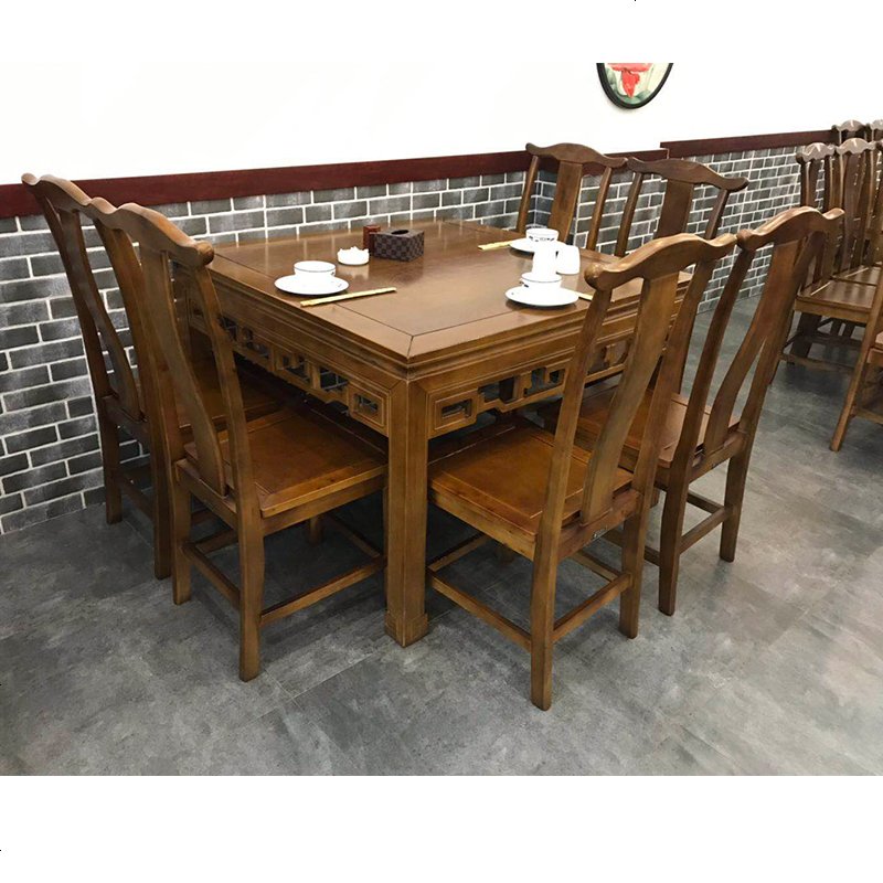 正方形桌子复古餐馆饭店桌椅组合四方餐桌面馆方桌家用八仙桌酒店