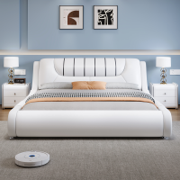 意式真皮床轻奢现代简约主卧室双人床小户型榻榻米储物床软包婚床