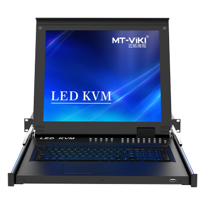 迈拓维矩MT-1716MS 带17寸LED显示屏数字高密KVM切换器主机16进1出RJ45网口50米本地延长100米