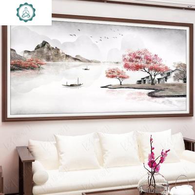 封后(FENGHOU)十字绣2020新款大幅客厅大气线绣满2019山水画流水生财中格3股绣220*110厘米满绣『精准