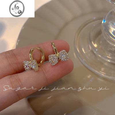 JiMiSUGAR 轻奢蝴蝶结锆石耳圈独特设计高级感超仙耳钉女2022年新款潮