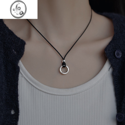 JiMiS999足银原创设计实心银银平安扣项链 复古情侣男女挂件吊坠礼物